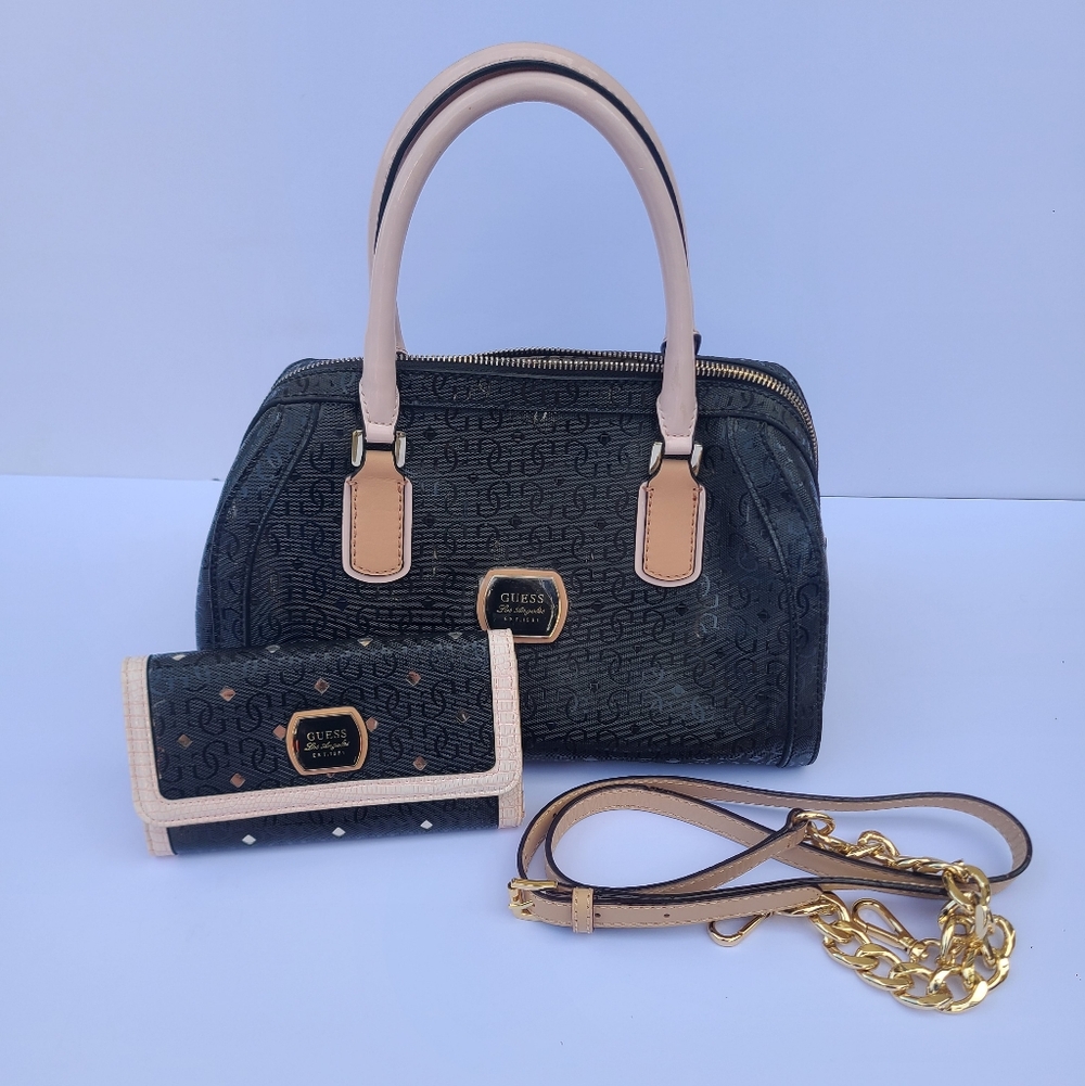 GUESS Black and Pink Women's Handbag Wallet Set NWOT